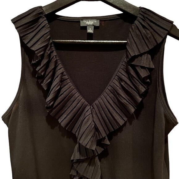 Talbots Sleeveless Ruffled Blouse Black Size‎ S - Picture 2 of 7